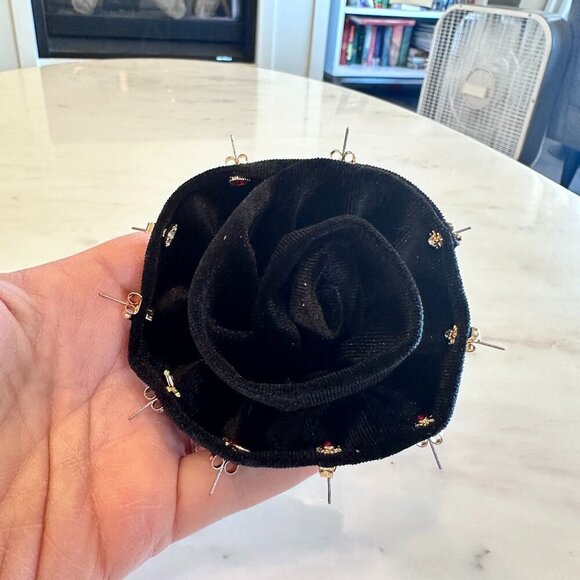 Anthropolgie Tiny Bejeweled Delicate Post Back 5 Pair Earring Set on Black Pin - Picture 1 of 8